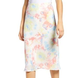 (A3) Socialite Print Bias Cut Skirt In Tie Dye Multi midi skirt, Size M,‎ NWT